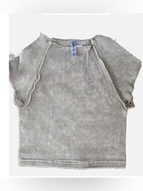 Zenana Outfitters Taupe Ash Moca Ribbed Crop Top - S M L XL